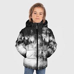 Куртка зимняя для мальчика Мрачный лес - туман, цвет: 3D-черный — фото 2