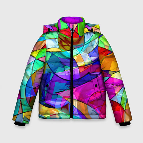 Зимняя куртка для мальчика Геометрический паттерн Абстракция / 3D-Красный – фото 1