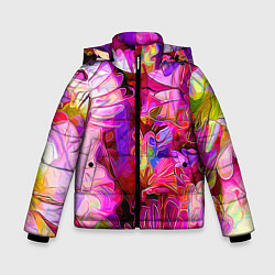 Куртка зимняя для мальчика Красочный цветочный паттерн Floral pattern, цвет: 3D-светло-серый