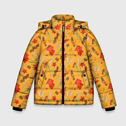 Зимняя куртка для мальчика Георгиевская ленточка, Вечный огонь, цветок, медал