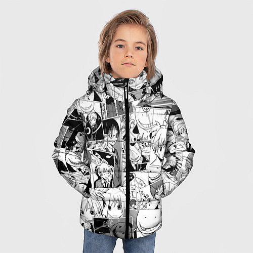 Зимняя куртка для мальчика Ansatsu kyoshitsu pattern / 3D-Светло-серый – фото 3