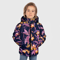 Куртка зимняя для мальчика Цветы Колокольчики, цвет: 3D-черный — фото 2