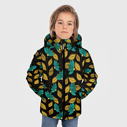 Куртка зимняя для мальчика Золотые и зеленые листья, цвет: 3D-черный — фото 2