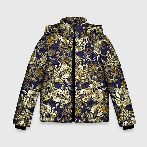 Зимняя куртка для мальчика Узоры и листья / 3D-Светло-серый – фото 1