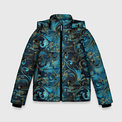 Куртка зимняя для мальчика Blue Abstract Узоры, цвет: 3D-черный