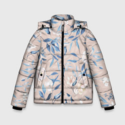 Куртка зимняя для мальчика Цветы Нежные, цвет: 3D-черный