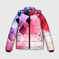 Куртка зимняя для мальчика Розово-голубая абстрактная геометрия, цвет: 3D-светло-серый