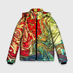 Куртка зимняя для мальчика Хаотичные линии Abstract pattern, цвет: 3D-светло-серый