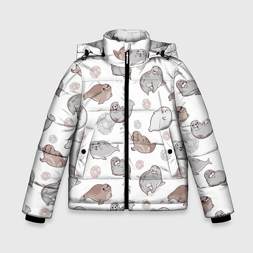 Зимняя куртка для мальчика Милые тюлени / 3D-Красный – фото 1