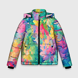 Куртка зимняя для мальчика Летняя экспрессия, цвет: 3D-черный
