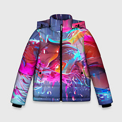 Куртка зимняя для мальчика Neon splashes, цвет: 3D-черный