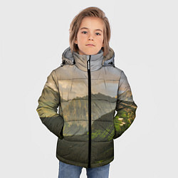 Куртка зимняя для мальчика Горы, лес, небо, цвет: 3D-черный — фото 2