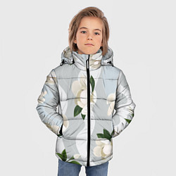 Куртка зимняя для мальчика Цветы Белые С Полосами, цвет: 3D-светло-серый — фото 2