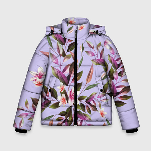 Зимняя куртка для мальчика Цветы Вересковый Сад / 3D-Светло-серый – фото 1