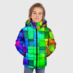 Куртка зимняя для мальчика РАЗНОЦВЕТНЫЕ КУБИКИ MULTICOLORED CUBES, цвет: 3D-красный — фото 2