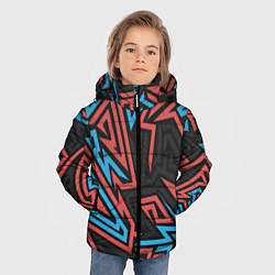 Куртка зимняя для мальчика Геометрический красный-синий паттерн, цвет: 3D-черный — фото 2
