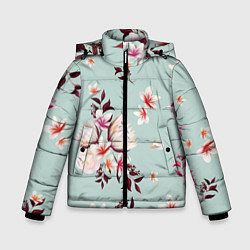 Куртка зимняя для мальчика Цветы Яркие В Летнем Саду, цвет: 3D-светло-серый