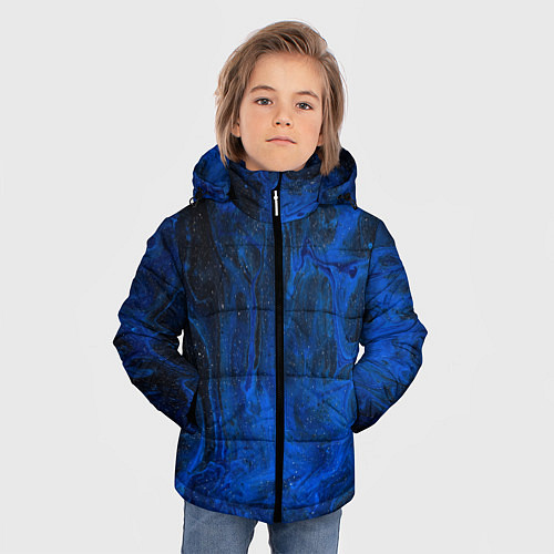 Зимняя куртка для мальчика Синий абстрактный дым / 3D-Светло-серый – фото 3