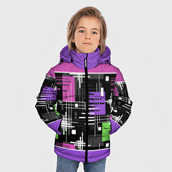 Куртка зимняя для мальчика Розово-фиолетовый геометрические фигуры и полосы, цвет: 3D-красный — фото 2