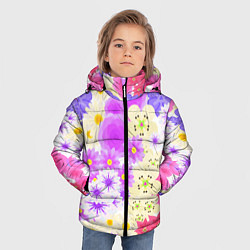 Куртка зимняя для мальчика ЦВЕТОЧНАЯ МОЗАИКА РОМАШКИ, РОЗЫ, ПЕТУНЬИ, цвет: 3D-красный — фото 2