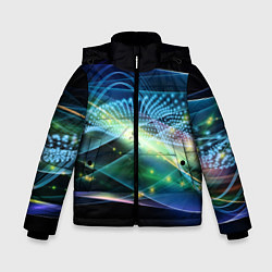 Куртка зимняя для мальчика Неоновые блуждающие огни Абстракция Neon Wandering, цвет: 3D-светло-серый