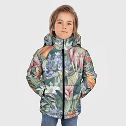 Куртка зимняя для мальчика Цветы Лилии и Агапантус, цвет: 3D-красный — фото 2