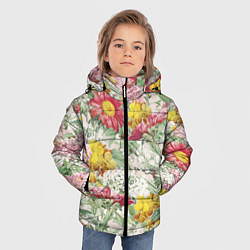 Куртка зимняя для мальчика Цветы Майские Герберы, цвет: 3D-красный — фото 2