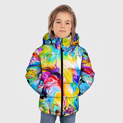 Куртка зимняя для мальчика Неоновые всплески красок Лето Neon splashes of col, цвет: 3D-светло-серый — фото 2