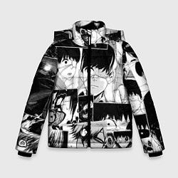 Куртка зимняя для мальчика Токийский гуль паттерн, цвет: 3D-черный