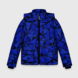 Куртка зимняя для мальчика Синие треугольники-геометрический узор, цвет: 3D-черный