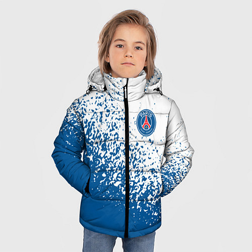 Зимняя куртка для мальчика Psg синие брызги / 3D-Светло-серый – фото 3