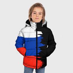 Куртка зимняя для мальчика Российский триколор на темном фоне, цвет: 3D-светло-серый — фото 2