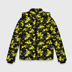 Куртка зимняя для мальчика Камуфляж Пиксельный Чёрно-Жёлтый, цвет: 3D-красный