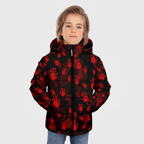 Зимняя куртка для мальчика Кровавые отпечатки DEATH STRANDING / 3D-Светло-серый – фото 3