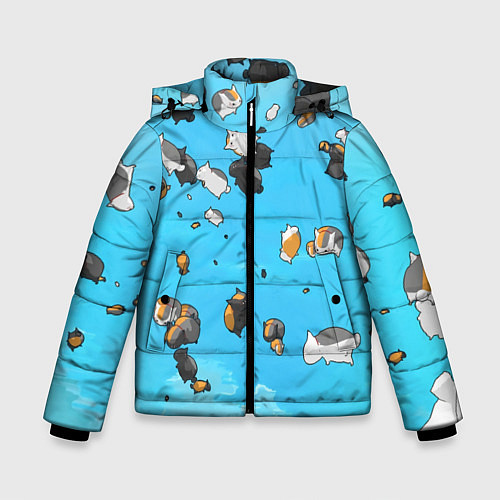 Зимняя куртка для мальчика Летающие котики Екаи Тетрадь дружбы Нацумэ / 3D-Красный – фото 1