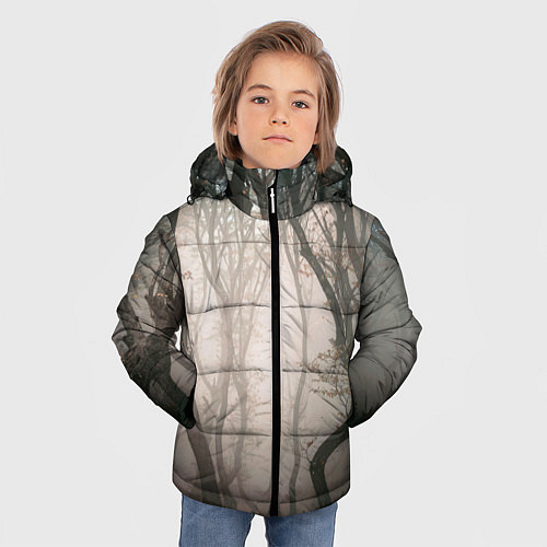 Зимняя куртка для мальчика Лес Туман / 3D-Светло-серый – фото 3