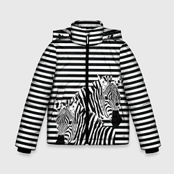 Куртка зимняя для мальчика Матросы на зебрах, цвет: 3D-черный