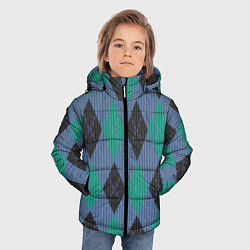 Куртка зимняя для мальчика Стильный принт с ромбами, цвет: 3D-светло-серый — фото 2