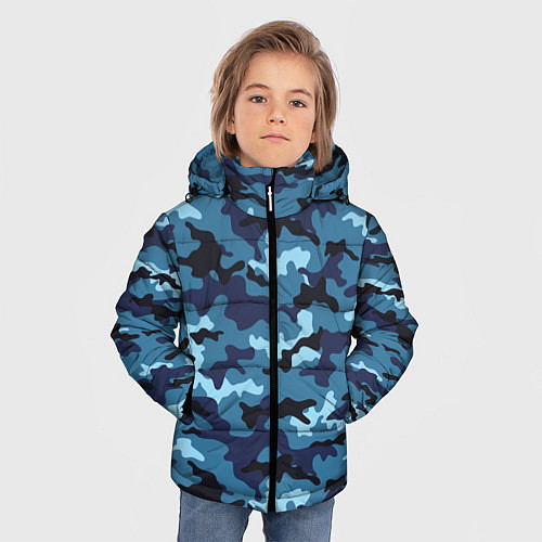 Зимняя куртка для мальчика Камуфляж Тёмно-Синий Camouflage Dark-Blue / 3D-Светло-серый – фото 3