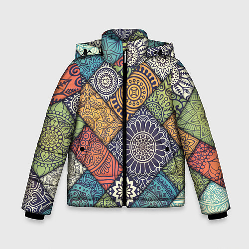 Зимняя куртка для мальчика Мандала орнамент / 3D-Светло-серый – фото 1