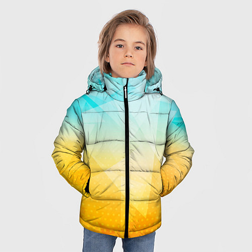Зимняя куртка для мальчика Полигоны - Лед и мед / 3D-Светло-серый – фото 3