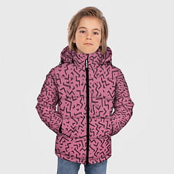Куртка зимняя для мальчика Минималистический паттерн на розовом фоне, цвет: 3D-красный — фото 2