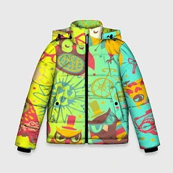 Куртка зимняя для мальчика Весёлые совы, цвет: 3D-красный
