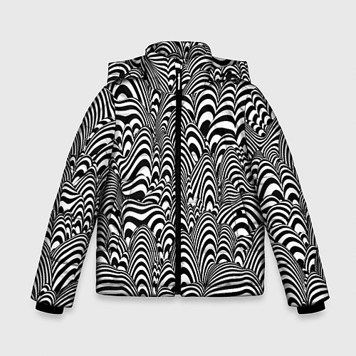 Зимняя куртка для мальчика Черно-белая психоделика / 3D-Светло-серый – фото 1