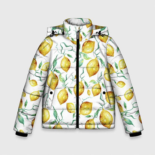 Зимняя куртка для мальчика Лимоны Нарисованные Акварелью / 3D-Красный – фото 1