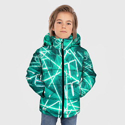 Куртка зимняя для мальчика Неоновые лучи и неоновые надписи - Светло-зелёный, цвет: 3D-черный — фото 2