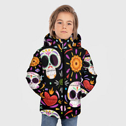 Куртка зимняя для мальчика Веселые черепа в цветах, цвет: 3D-светло-серый — фото 2