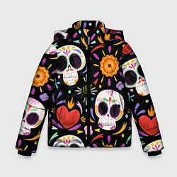 Куртка зимняя для мальчика Веселые черепа в цветах, цвет: 3D-черный