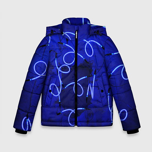 Зимняя куртка для мальчика Неоновые закрученные фонари - Синий / 3D-Светло-серый – фото 1