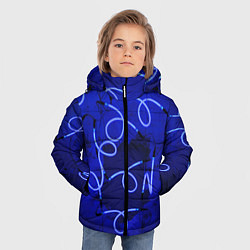 Куртка зимняя для мальчика Неоновые закрученные фонари - Синий, цвет: 3D-светло-серый — фото 2